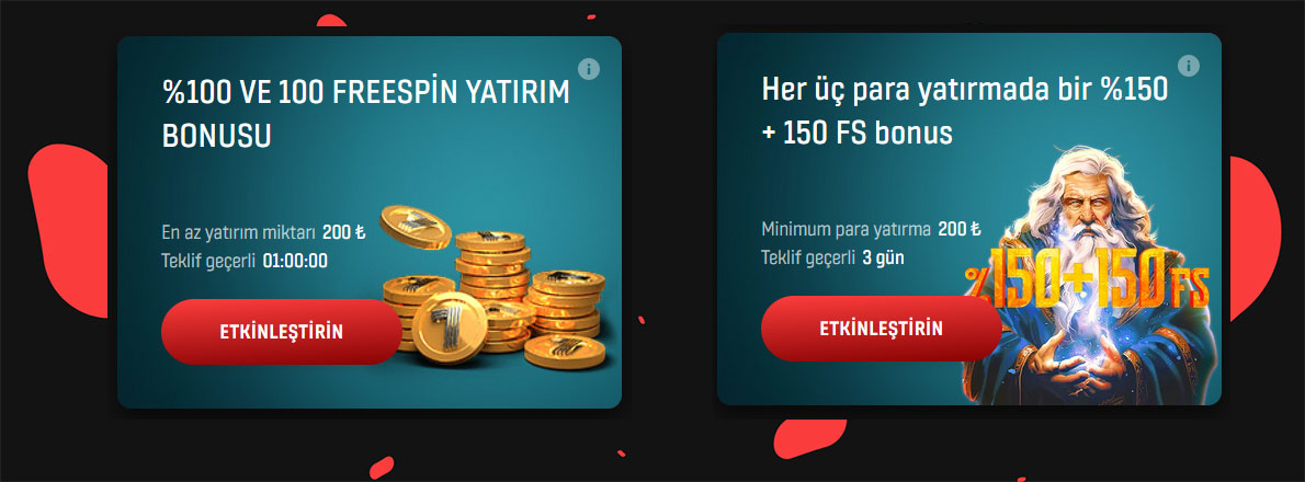 Kullanılabilir kumarhane promosyonlar. 